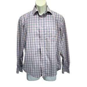 George Pink/Blue Plaid‎ Long Sleeve Button Up Shirt Size Small (34-36)